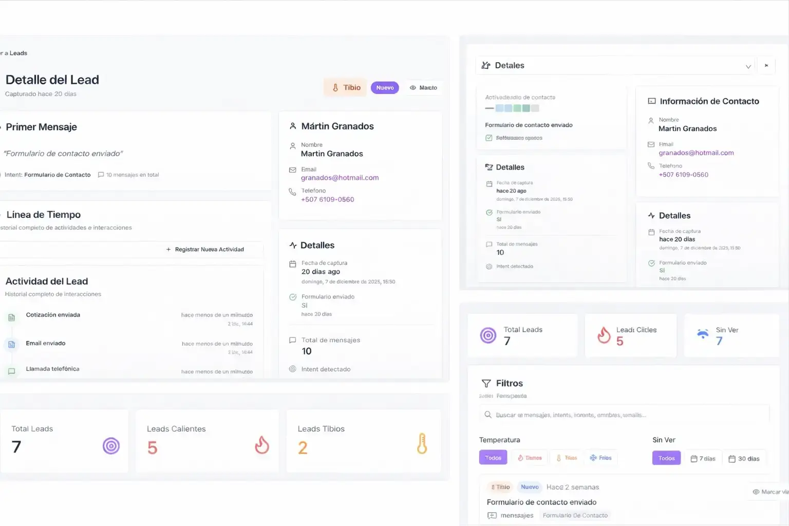 Dashboard de QuickAnswer - Lead Capture